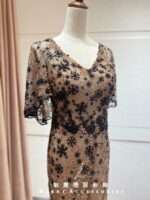 黑金雪花亮片飄飄袖禮服