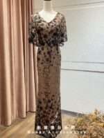 黑金雪花亮片飄飄袖台中媽媽禮服