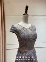 鐵灰宮廷珠鑽A字裙禮服