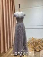 鐵灰宮廷珠鑽A字裙台中媽媽禮服