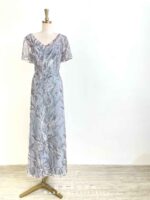 薰衣草紫蕾絲花紋珠寶刺繡禮服