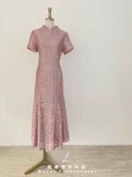 梅粉櫻花刺繡細珠魚尾禮服