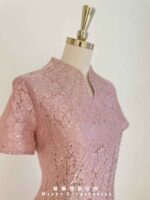 梅粉櫻花刺繡細珠魚尾禮服