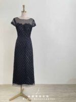 黑曜石菱格亮片珠花禮服