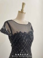 黑曜石菱格亮片珠花禮服