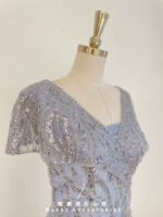 薰衣草紫波紋亮片細珠禮服