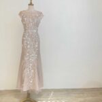 粉膚珠花亮片管珠藤蔓魚尾紗裙禮服