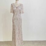 粉膚亮片流線彩珠斗篷禮服