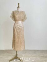 金黃金蔥流線飄飄袖罩衫禮服