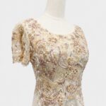 白金立體織花蕾絲亮紗裙禮服