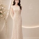 亮粉立體碎花直筒禮服