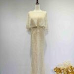 白金蕾絲亮片兩件式魚尾禮服