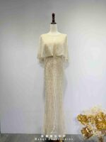 白金蕾絲亮片兩件式魚尾禮服
