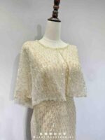 白金蕾絲亮片兩件式魚尾禮服