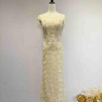 金黃睫毛蕾絲亮片刺繡魚尾禮服
