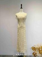 金黃睫毛蕾絲亮片刺繡魚尾禮服