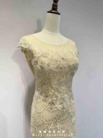 金黃睫毛蕾絲亮片刺繡魚尾禮服